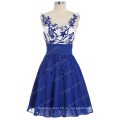 Grace Karin sin mangas azul Appliqued vestidos de baile corto de gasa GK000110-1